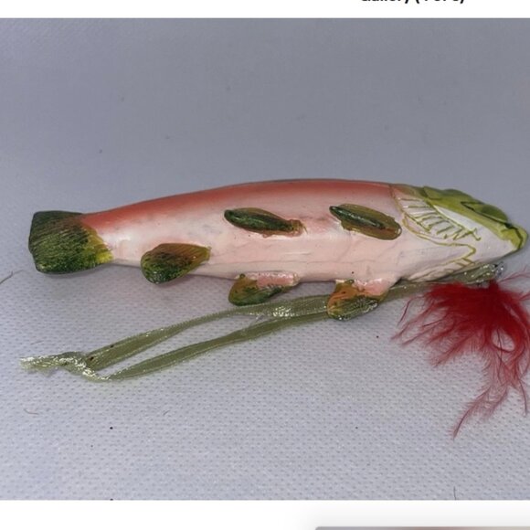 Speckled Trout Fish Christmas Ornament With Lure Vintage Resin - Picture 5 of 6